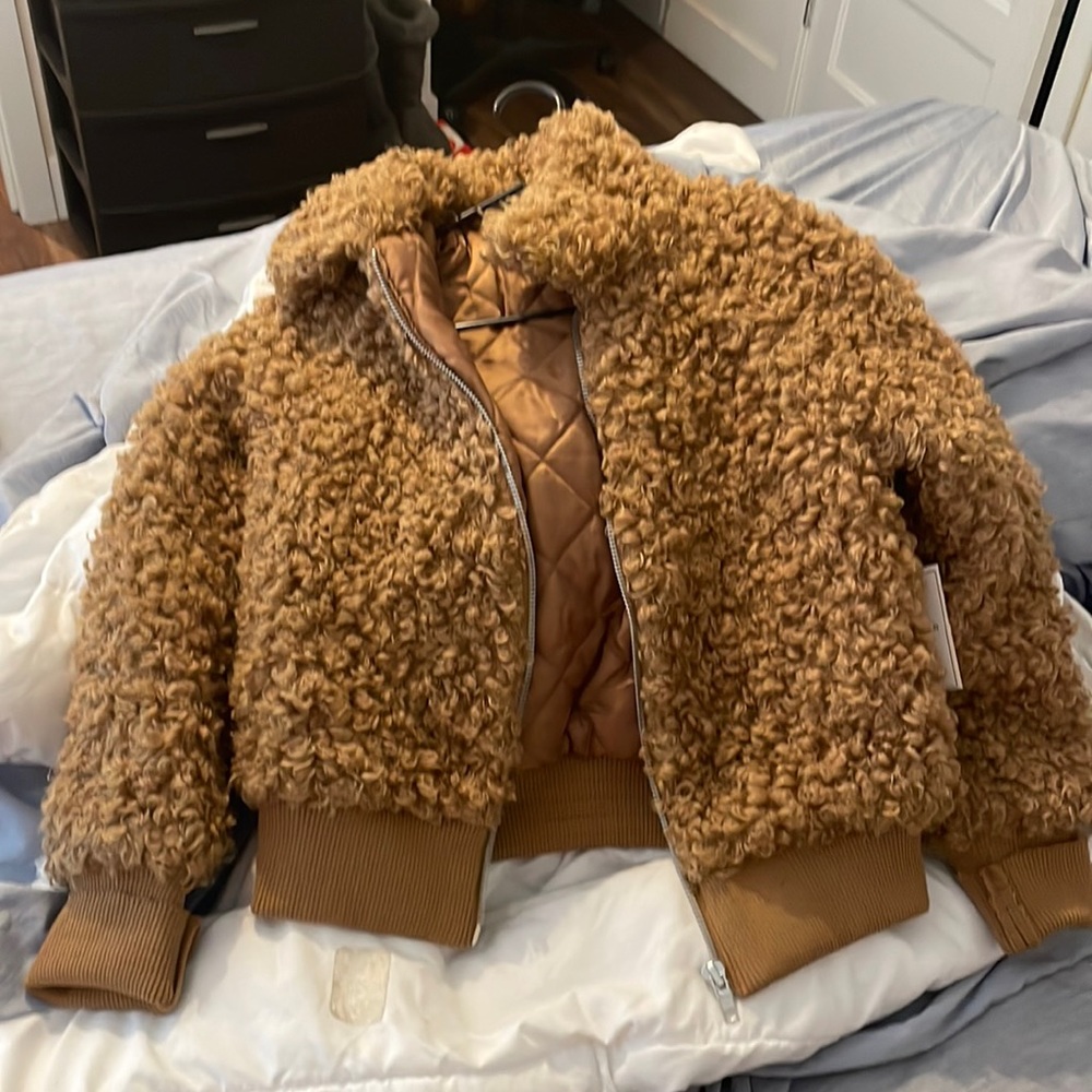 Forever 21 Size S Premium Label Womens Brown Faux Fur Casual Full Zip Jacket
